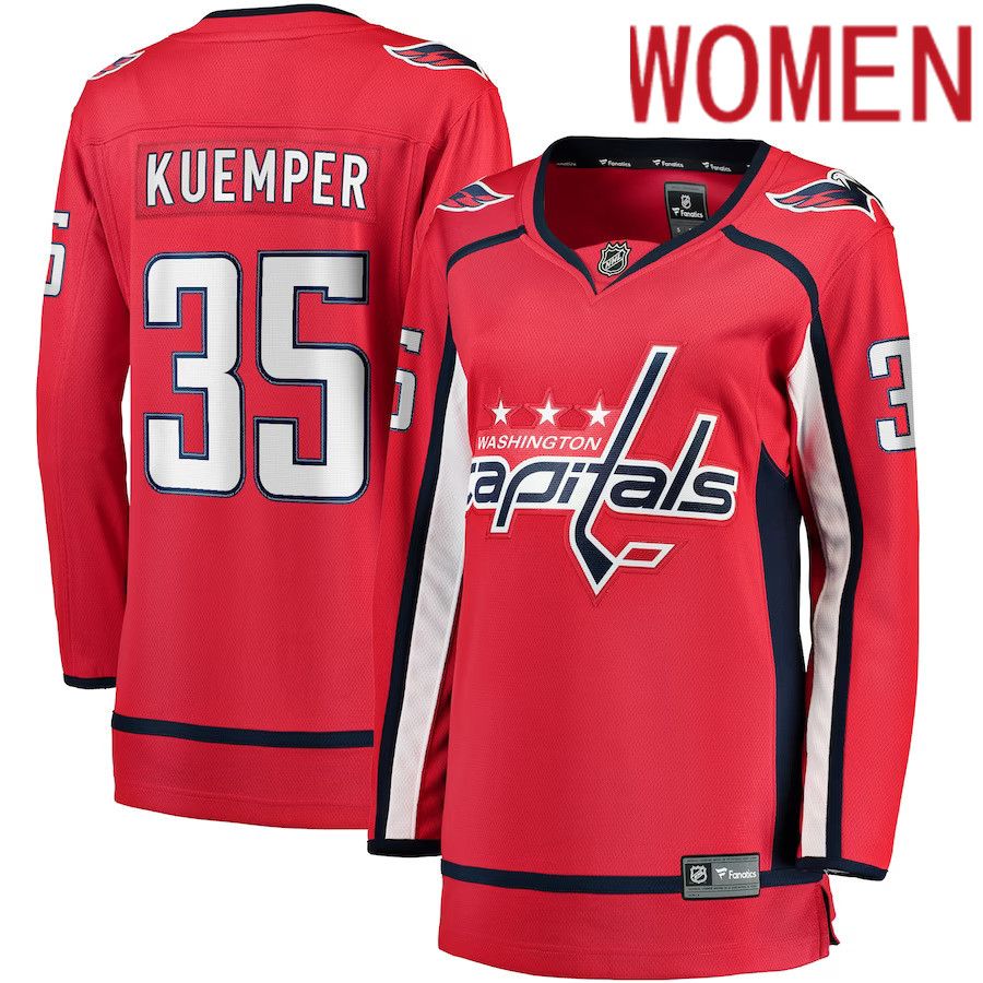 Women Washington Capitals 35 Darcy Kuemper Fanatics Branded Red Home Breakaway Player NHL Jersey